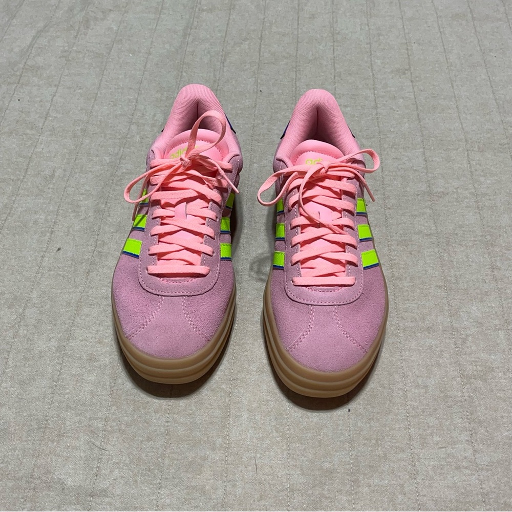 adidas Pink Athletic Shoes with Gum Sole and Lace-Up Design